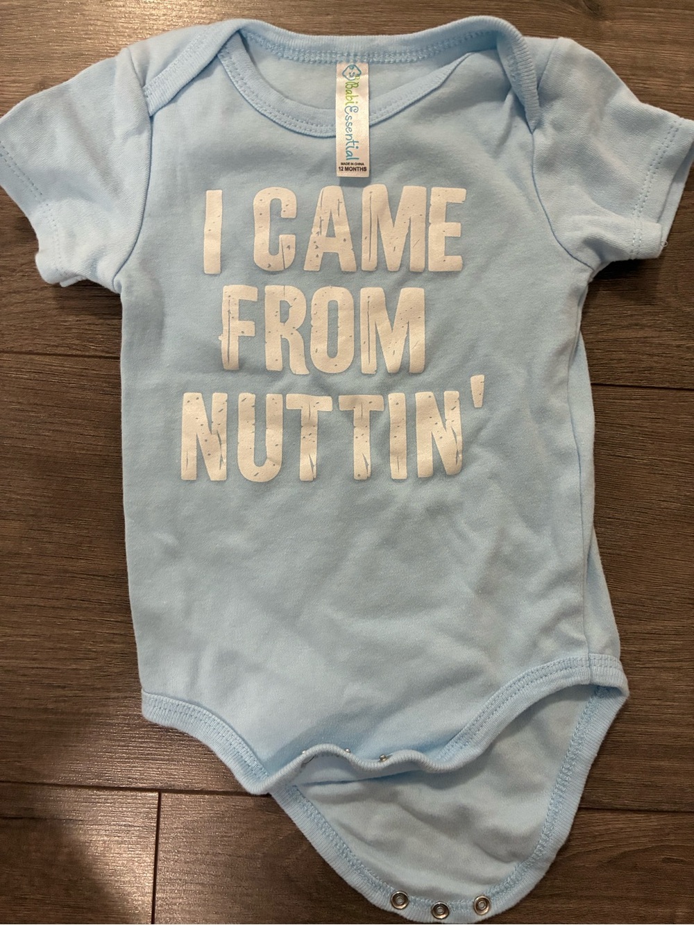 Baby Essentials 12 month onesie “I came from nuttin’”